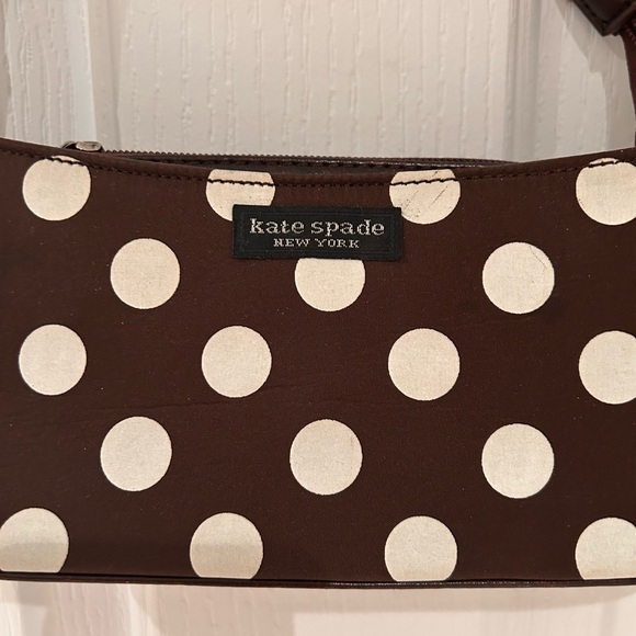Rare KATE SPADE Brown with White Polka Dot Women Small Handbag - Picture 2 of 6
